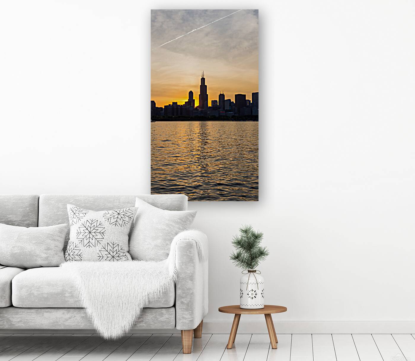 Willis Tower Vertical Gold Sunset Reproduction