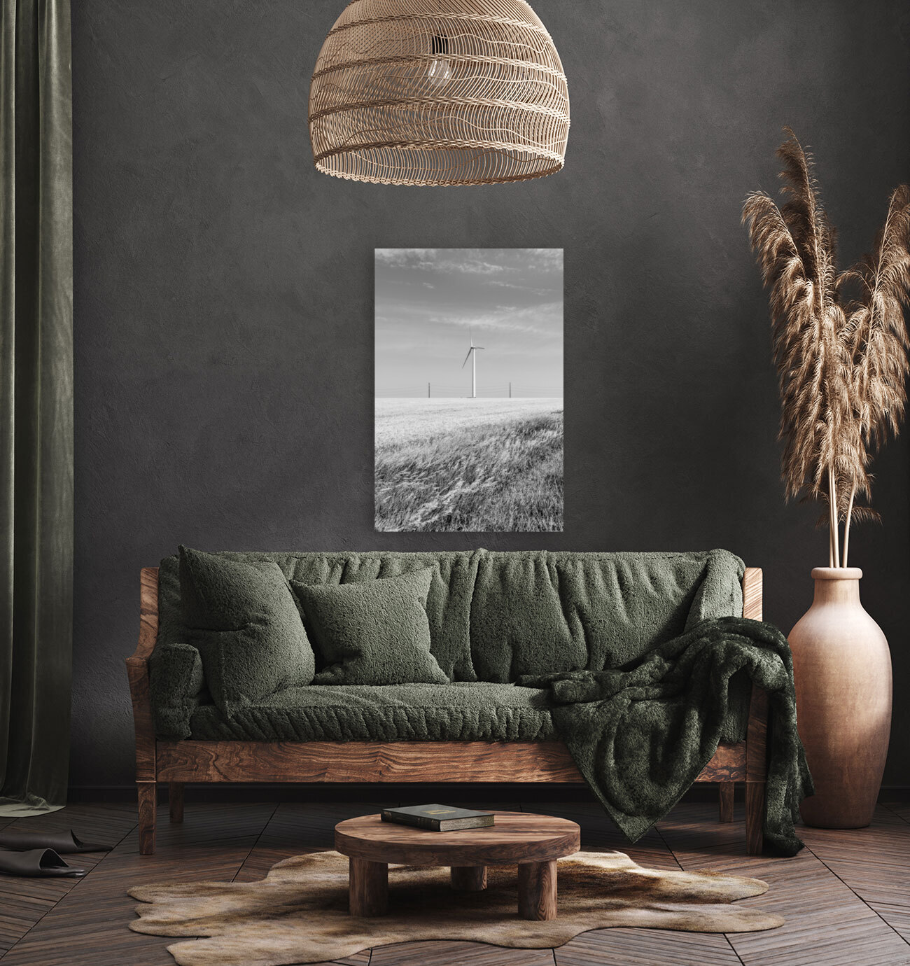 Single Windmill Turbine Grayscale Reproduction