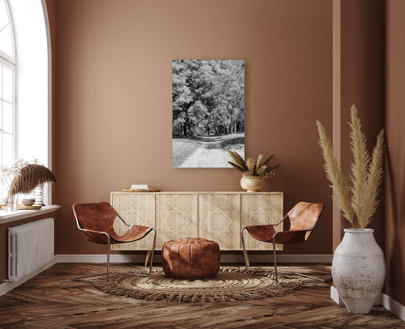 Driveway Under The Maple Tree Grayscale Reproduction