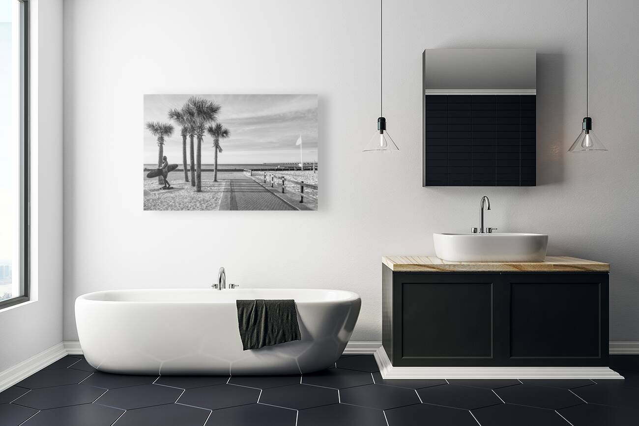 Paved Walkway To Pensacola Beach Grayscale Reproduction