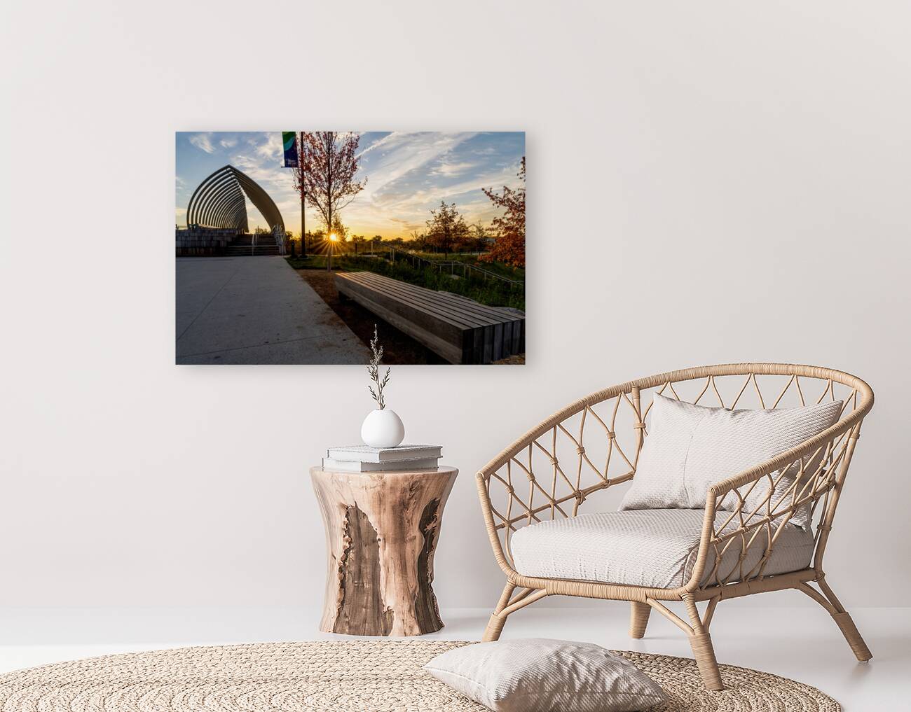 Sunrise Bench View Of Farnam Pier Reproduction