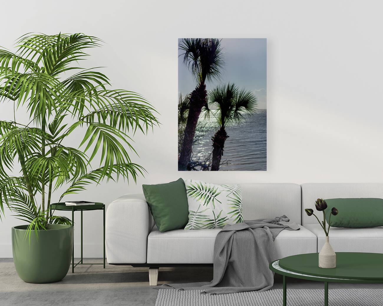 Two Palm Trees Evening Silhouette Reproduction