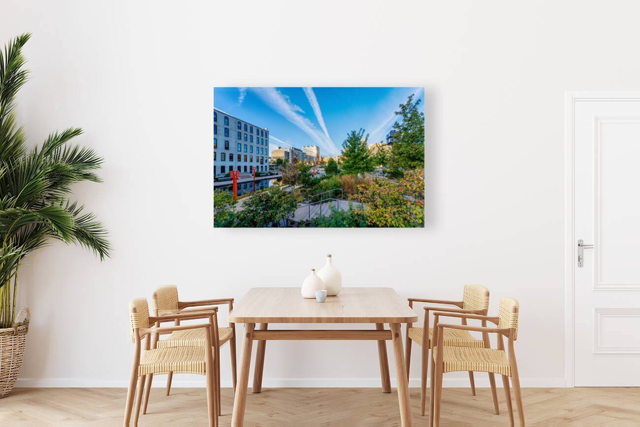 Contrails Over Gene Leahy Mall Park Reproduction