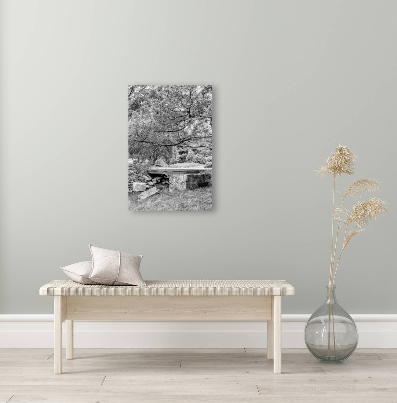 Spring Season Zen Garden Grayscale Reproduction