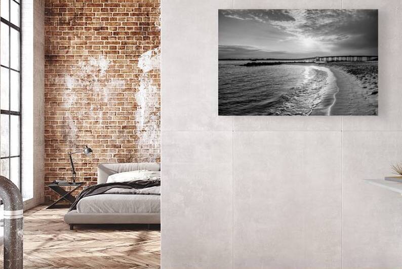 Destin Snorkel Beach Golden Sunset Grayscale by Jennifer White