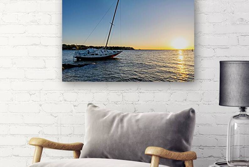 Gulf Breeze Sailboat Sunset Glow by Jennifer White
