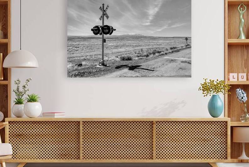Cisco Utah Railroad Crossing Lights Grayscale by Jennifer White