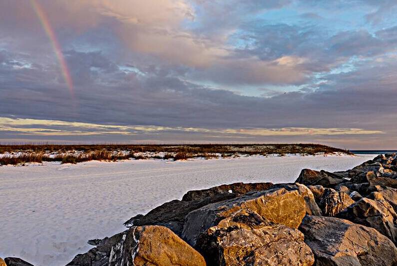 Destin Florida Sunset Rainbow by Jennifer White