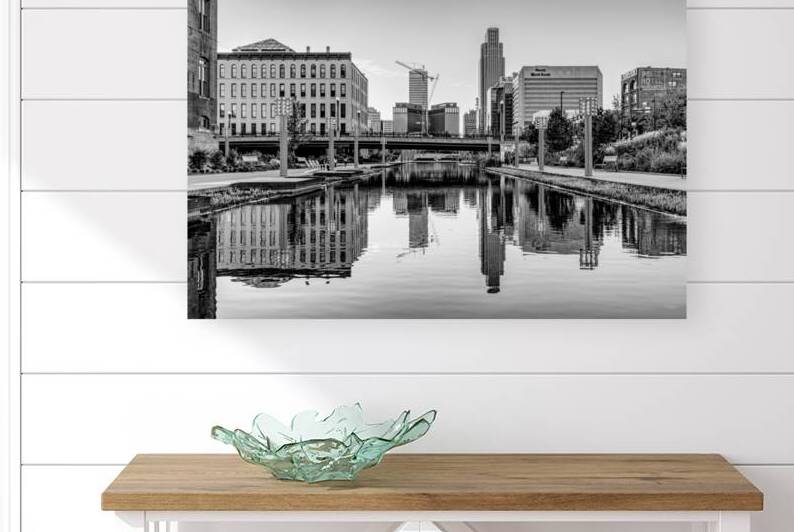 Quiet Omaha Downtown Evening Grayscale by Jennifer White