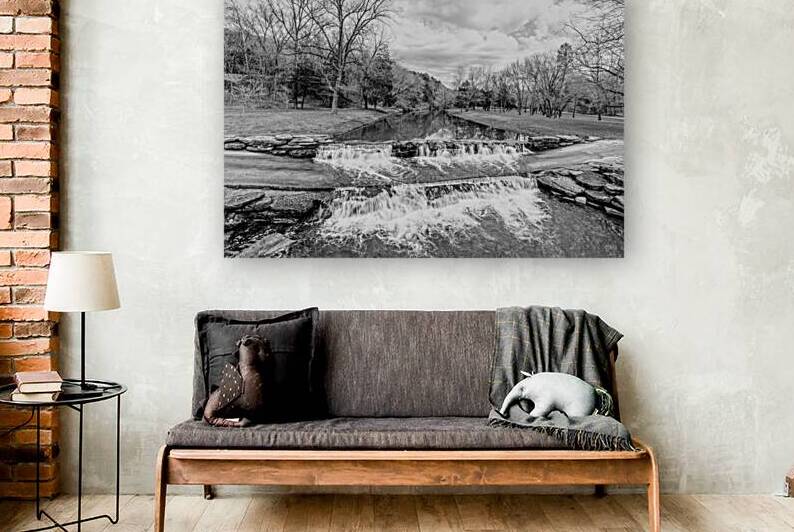 Lampe Waterfalls Over A Road Grayscale by Jennifer White