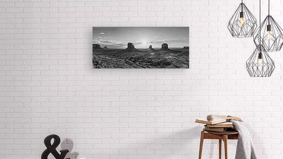 Monument Valley Panorama Grayscale by Jennifer White