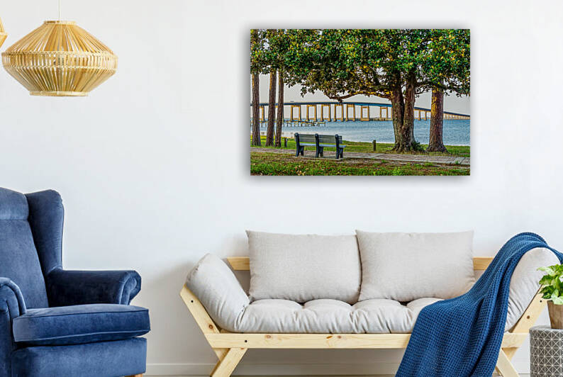 Navarre Park Bench and Bridge by Jennifer White