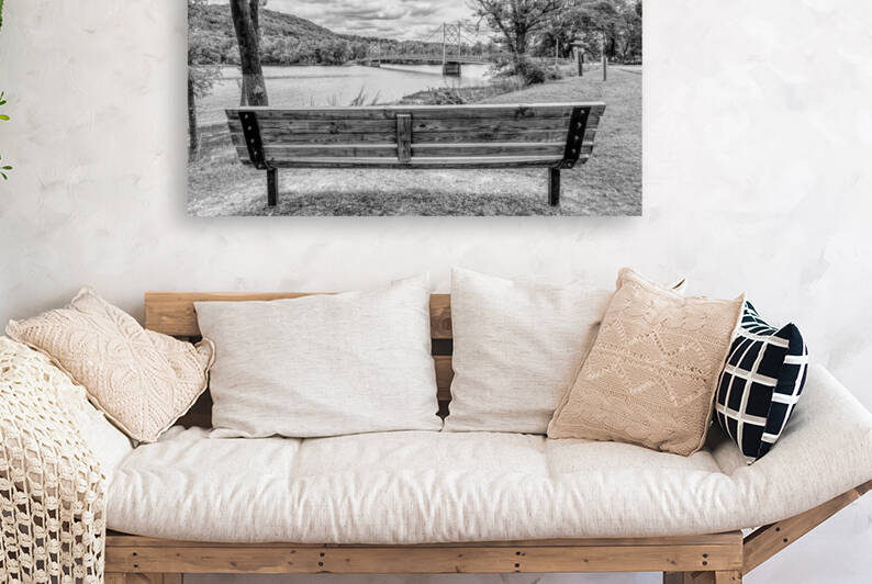 Bench View Beaver Bridge Grayscale by Jennifer White