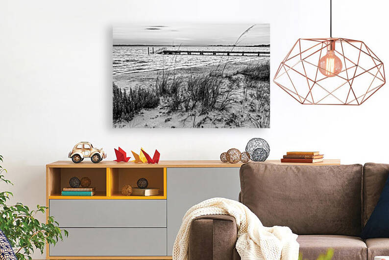 Santa Rosa Sea Oats Sunrise Grayscale by Jennifer White