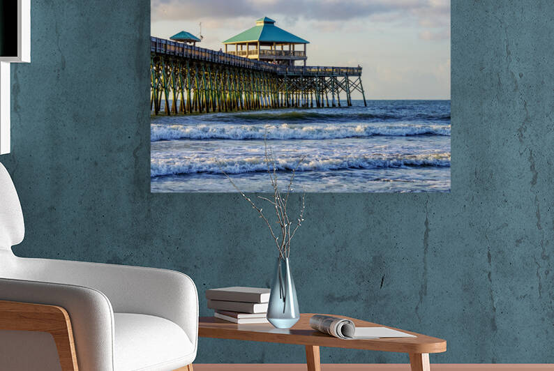 Folly Beach Pier Morning Waves by Jennifer White