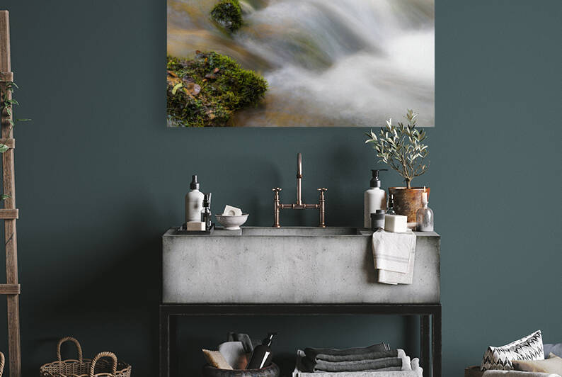 Cascades Around Mossy Rocks by Jennifer White