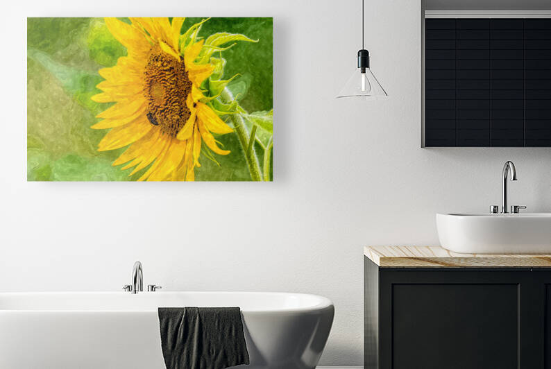 Bee And Sunflower Painterly by Jennifer White