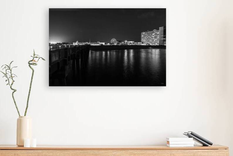 Panama City Beach Night Grayscale Reproduction
