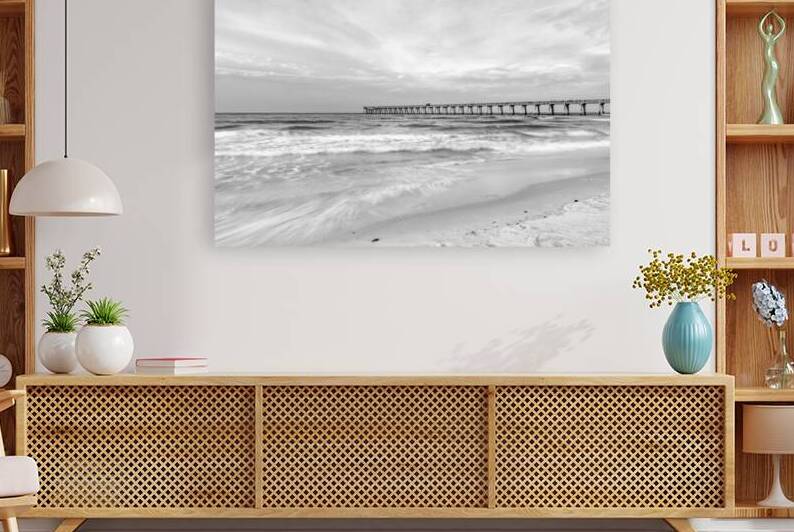Beautiful Skies At Navarre Beach Grayscale by Jennifer White