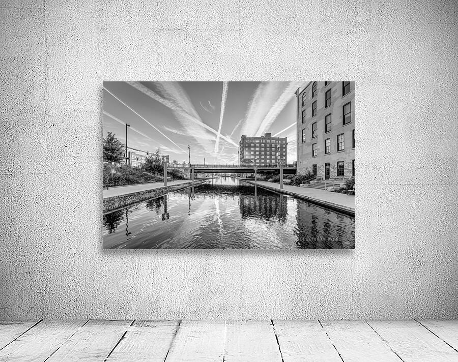 Gene Leahy Mall Lake Morning Grayscale Wall Preview