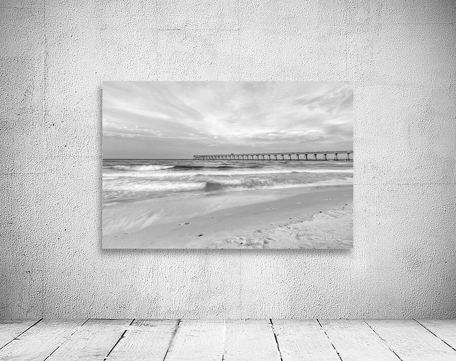 Rolling Waves Navarre Beach Pier Grayscale Wall Preview