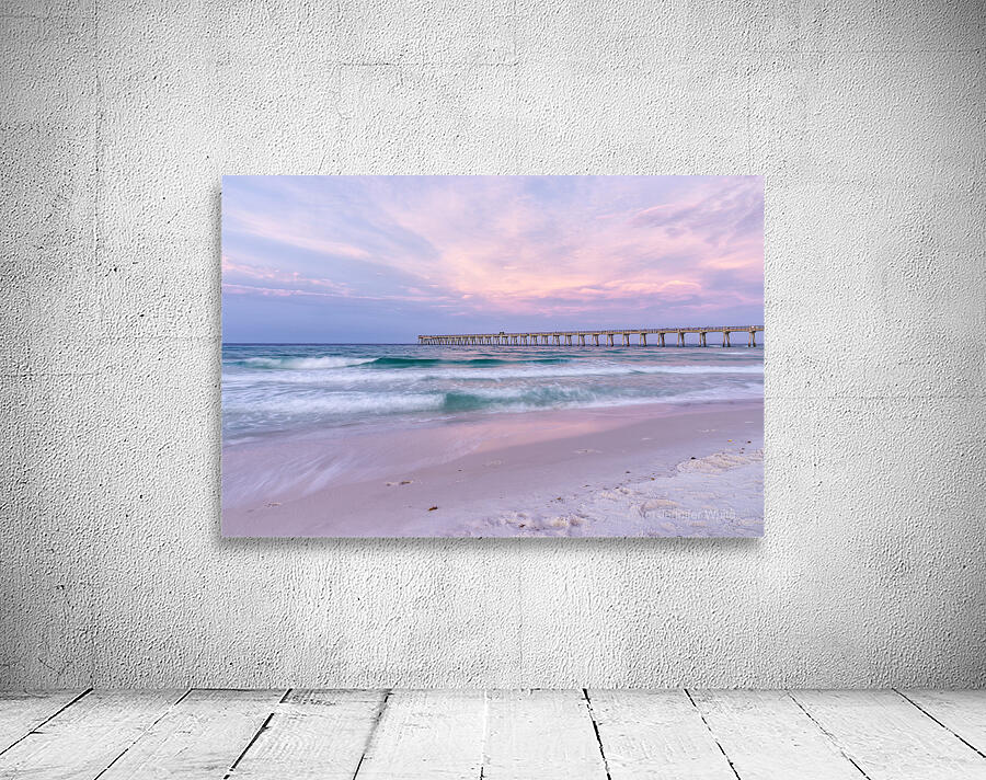 Pink Rolling Waves Navarre Beach Pier Wall Preview