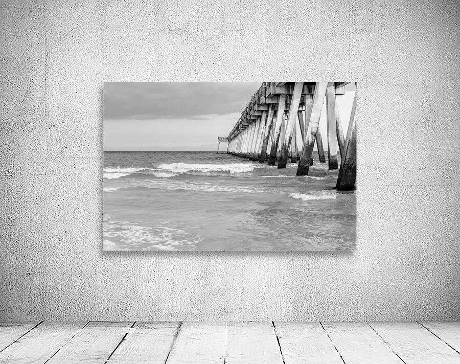 Rolling Waves Navarre Pier Grayscale Wall Preview