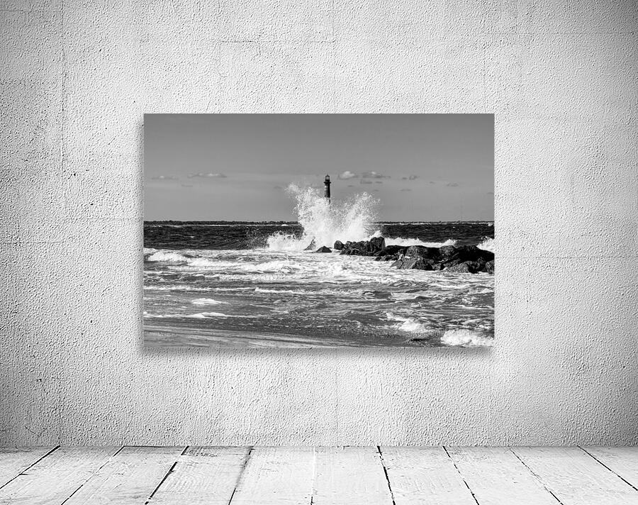 Morris Lighthouse Splash Grayscale Wall Preview