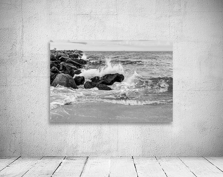 Wave Splashes Perdido Jetty Grayscale Wall Preview