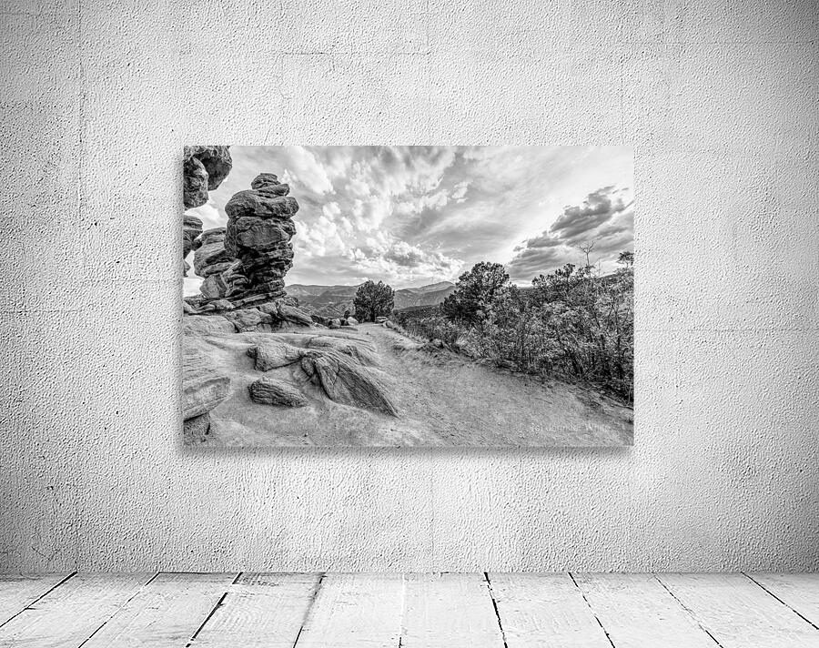 Pikes Peak View Behind Siamese Twins Grayscale Wall Preview