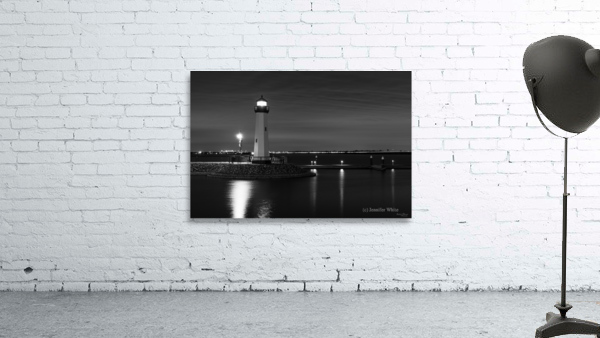 Texas Harbor Lighthouse Grayscale Wall Preview