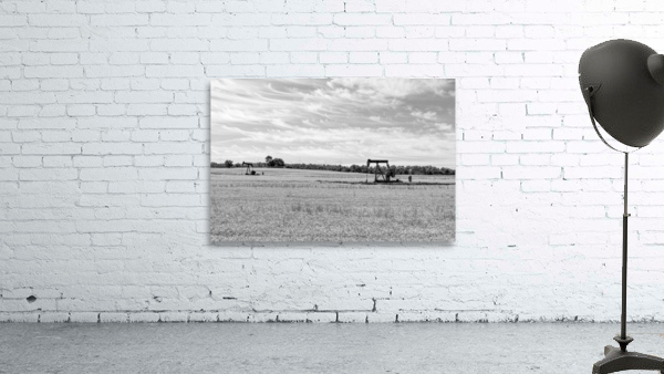 Two Oil Pumpjacks Grayscale Wall Preview