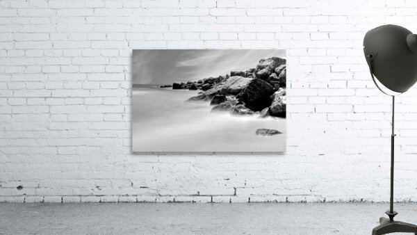Shell Island Jetty Moving Waves Grayscale  Wall Preview