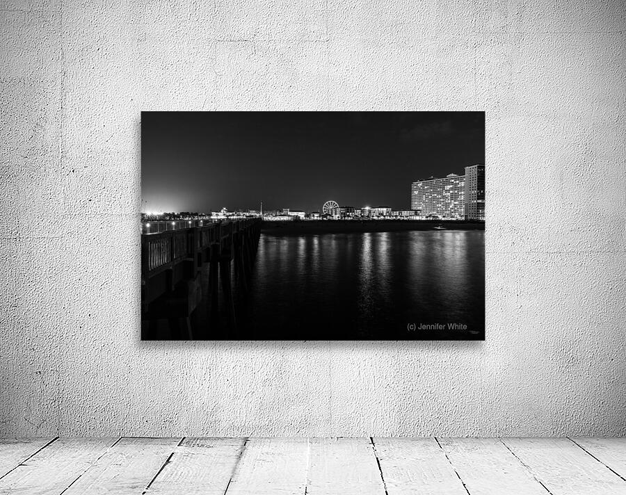 Panama City Beach Night Grayscale Wall Preview