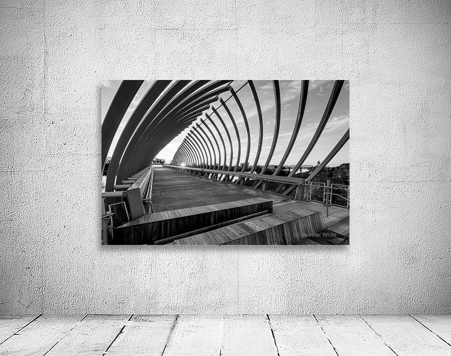 Sunrise Through The Farnam Pier Beams Grayscale Wall Preview