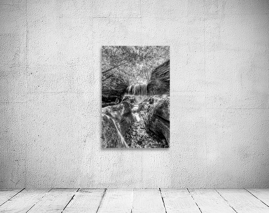 Tanyard Waterfall Through The Rocks Grayscale Wall Preview