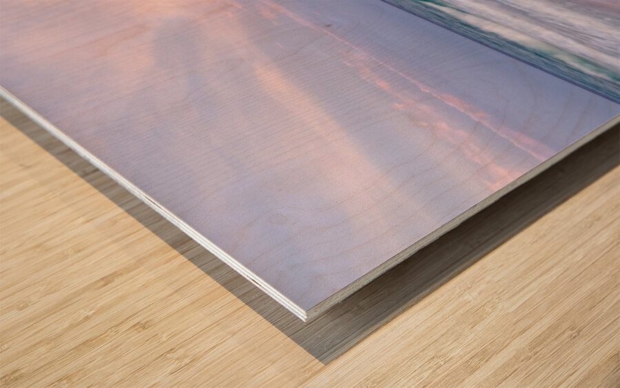 Pink Rolling Waves Navarre Beach Pier Wood print