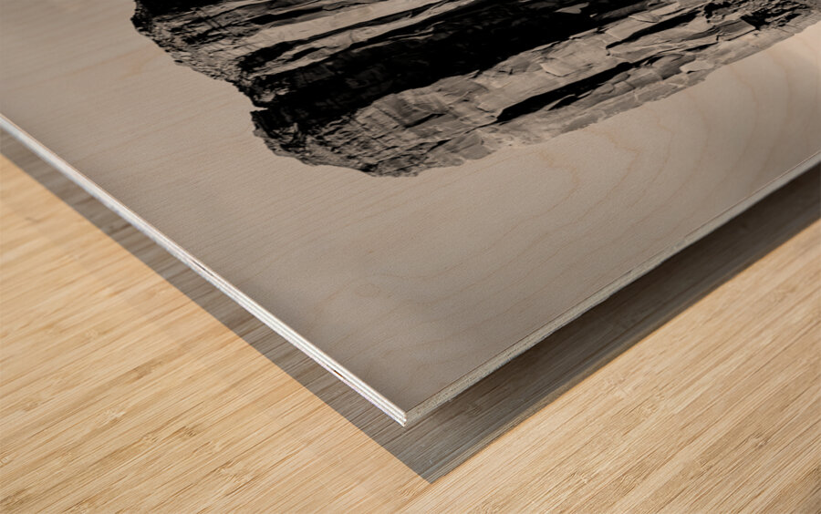 West Mitten Butte Monument Valley Grayscale Wood print