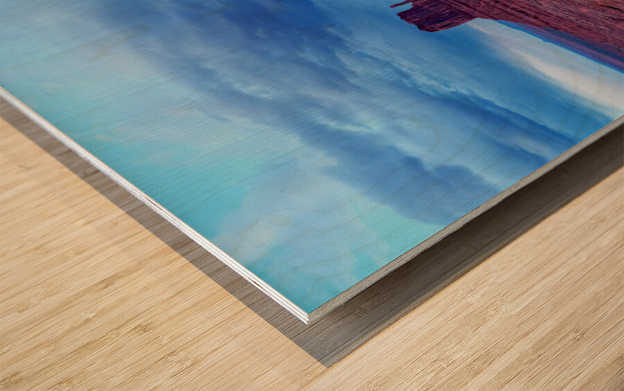 Evening At Monument Valley Pano Wood print