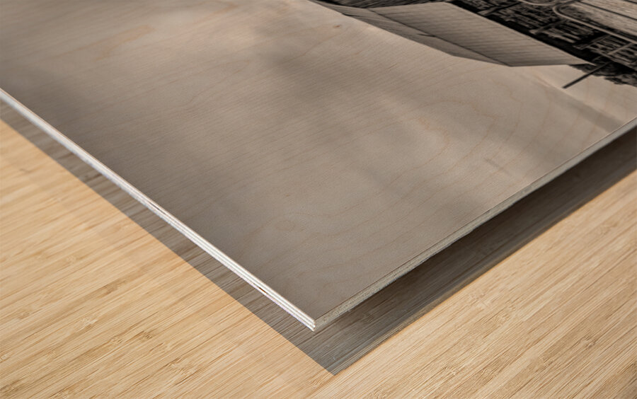 Ozarks Barn October Sunset Grayscale Wood print