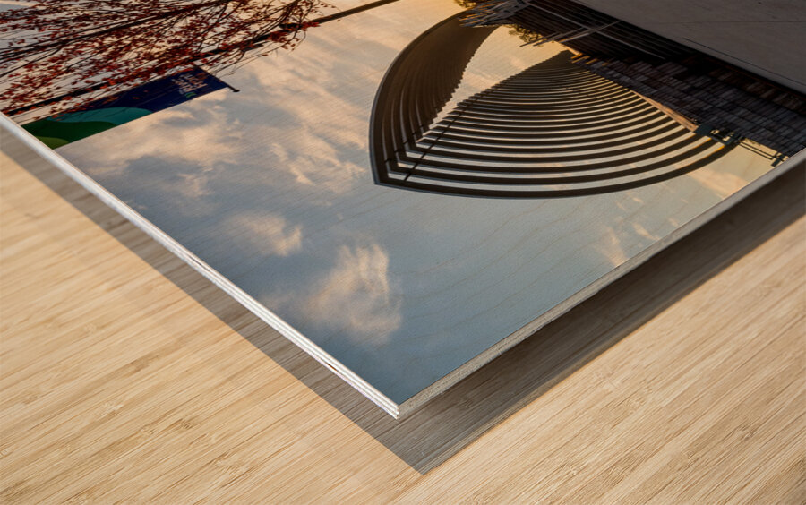 Sunrise Bench View Of Farnam Pier Wood print