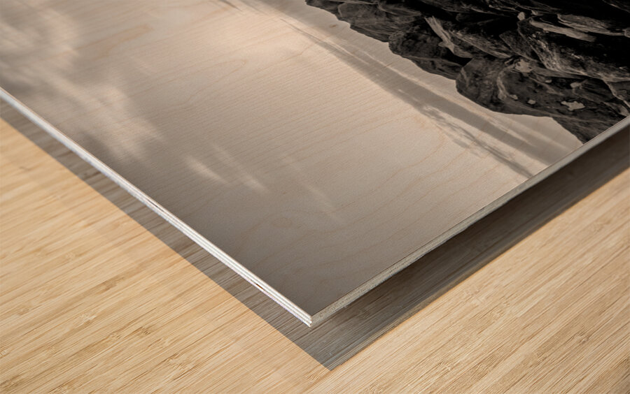 Destin Rock Jetty Smooth Sunset Grayscale Wood print