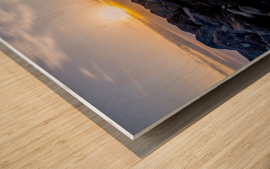 Destin Rock Jetty Smooth Sunset Wood print