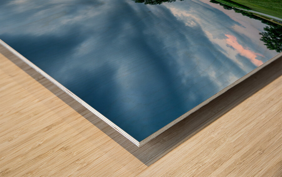 Country Road And Oak Tree Sunset Wood print