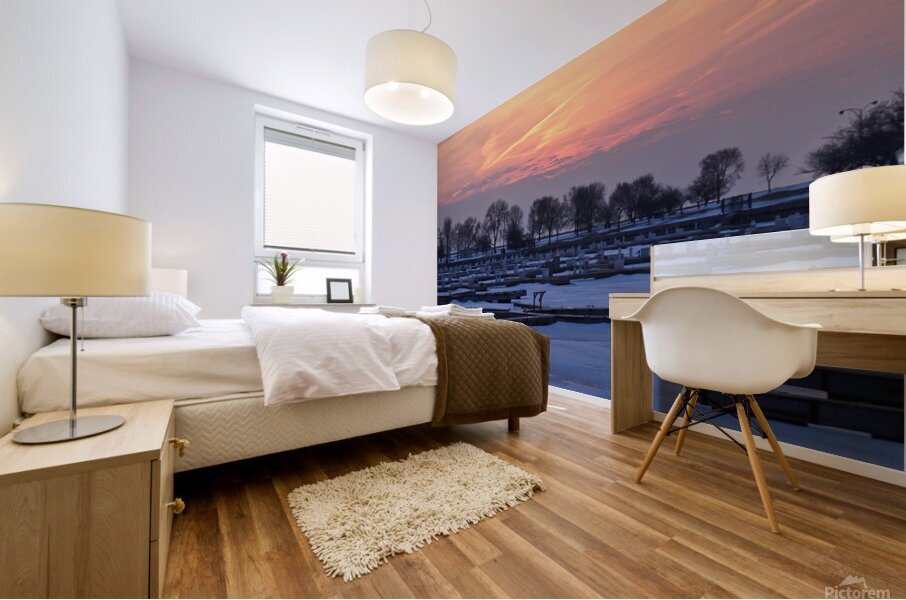 Winter Montrose Harbor Chicago IL Mural print