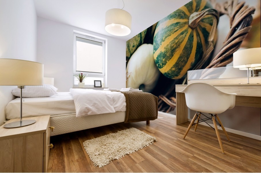 Green pumpkins Mural print