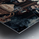 a captivating image of a group of five card playe Metal print