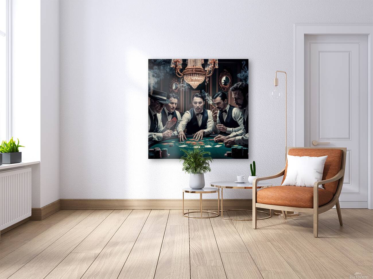 a captivating image of a group of five card playe Reproduction