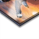 An eagle appears soaring against the backdrop of a stunning sunrise with its majestic wings Acrylic print