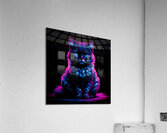 A vibrant neon-illuminated depiction of a cat. The cat has a dark Acrylic Print